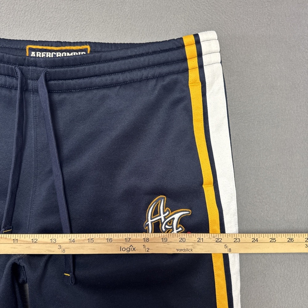VTG Abercrombie & Fitch Sweat Pants Mens Sz L (40x29) Blue Track Zip Striped Y2K - Picture 3 of 10